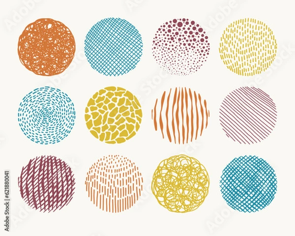 Obraz Abstract grunge halftone hand drawn textures set. Lines, dots, spots etc. Vector illustration