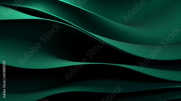 Fototapeta Abstract Dark Green curve shapes background. luxury wave. Smooth and clean subtle texture creative design. Suit for poster, brochure, presentation, website, flyer. vector abstract design element
