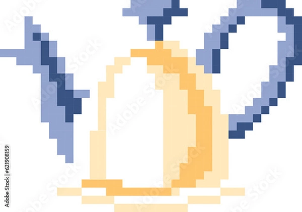 Fototapeta kettle icon cartoon style in pixel style