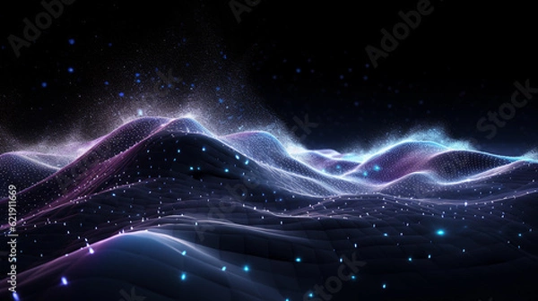 Fototapeta a large wave of information flowing across a black background created by generative AI