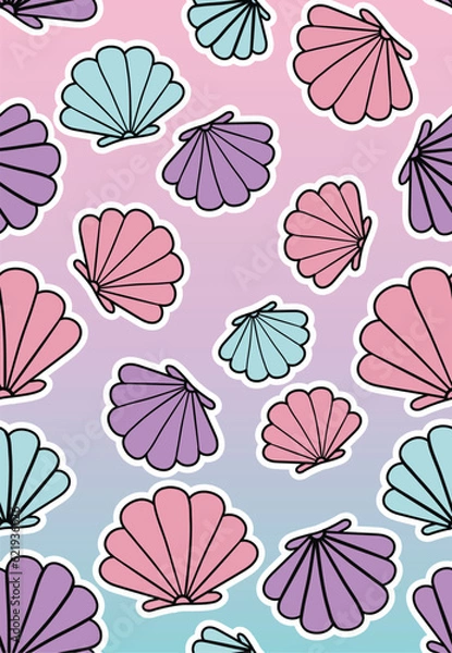 Fototapeta Pastel Colur Seashell Wzór, słodkie dziecko, dziecko, wzór wektorów maluchów
