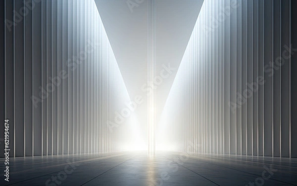 Obraz A white 3D space with a light shining above it.