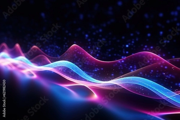 Fototapeta abstract futuristic background with pink blue purple glowing neon moving high speed wave lines honeycomb and bokeh lights. Data transfer concept Fantastic wallpaper