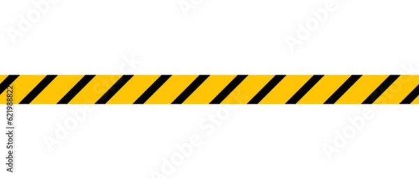 Fototapeta Warning tape. Horizontal seamless borders. Black and yellow line striped. Vector illustration