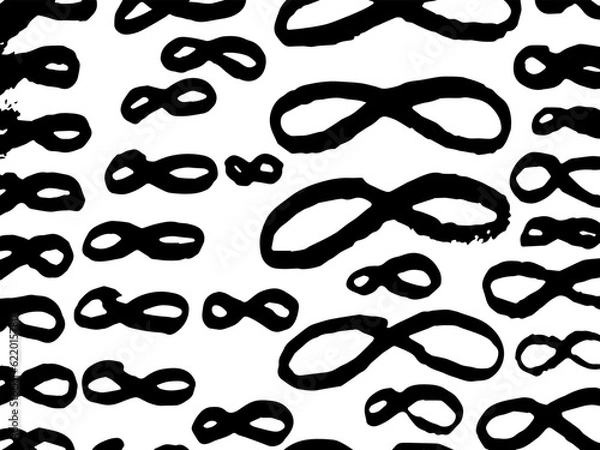 Fototapeta Infinity sign hand drawn. Monochrome abstract background. Vector illustration isolated on white background.