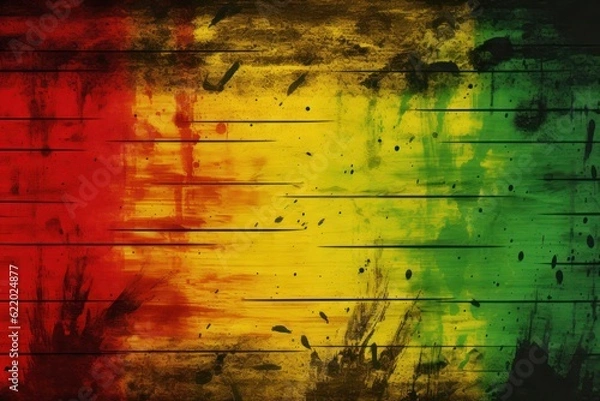 Obraz a rasta flag painted on a wooden background