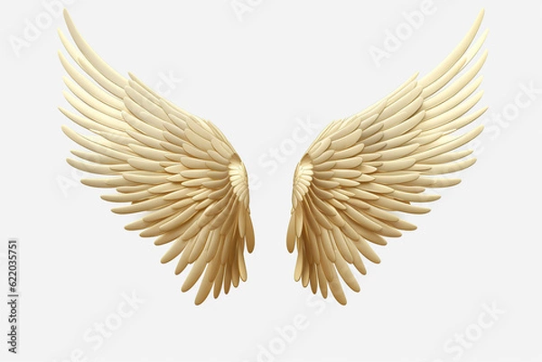 Fototapeta gold angel wings on a white background Generative AI	
