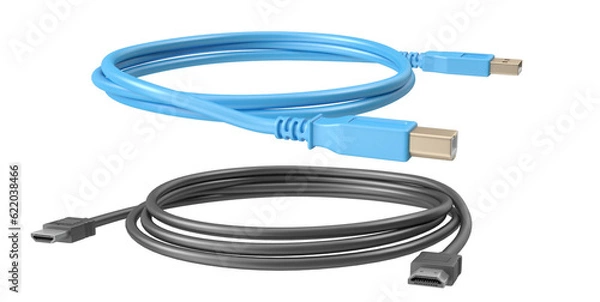 Fototapeta HDMI cables isolated 