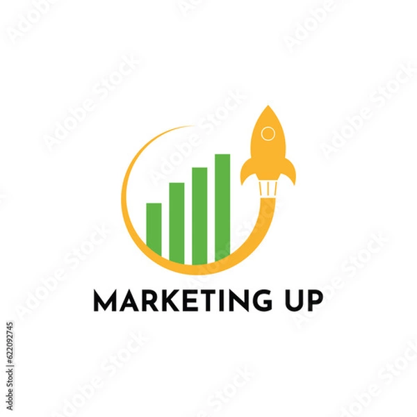 Fototapeta Marketing Growth Up Graph Logo Design Creative White Rocket Symbol
