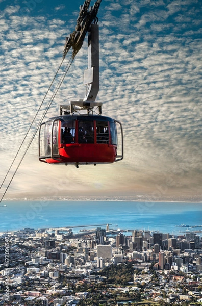 Obraz Table Mountain Cable Car - Breathtaking Rides, Panoramic Scenery, Aerial Adventures - fluffy clouds version