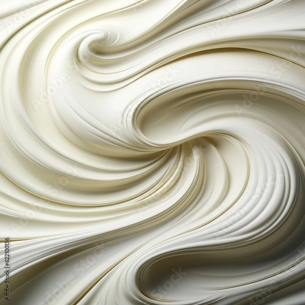 Fototapeta Thick cream with waving lines and swirls. Generative AI. 