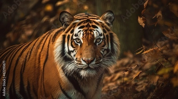 Obraz Mesmerizing tiger in forest. Generative AI