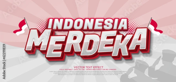Fototapeta Indonesia merdeka background with text effect 3d style