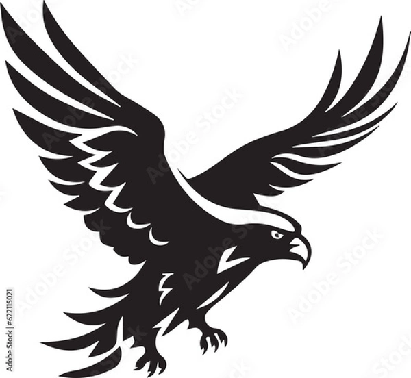 Fototapeta Golden Eagle Black And White, Vector Template Set for Cutting and Printing