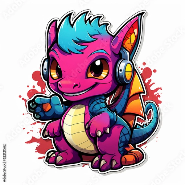 Obraz Cute Dragon. Generative AI.
