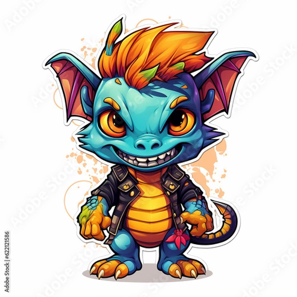 Fototapeta Cute Dragon. Generative AI.
