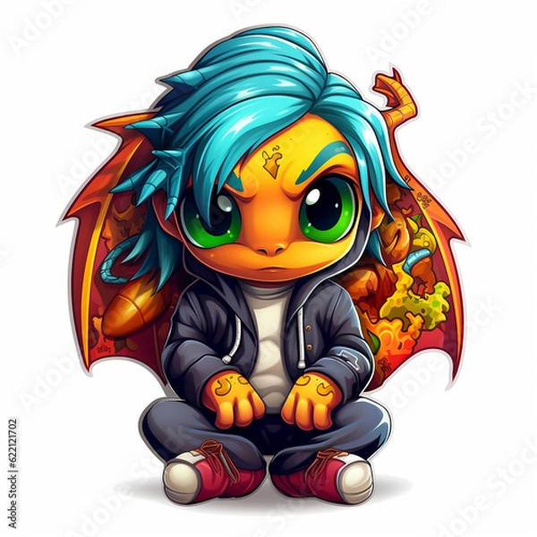 Fototapeta Cute Dragon. Generative AI.
