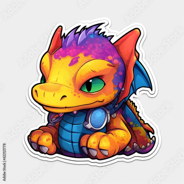 Fototapeta Cute Dragon. Generative AI.
