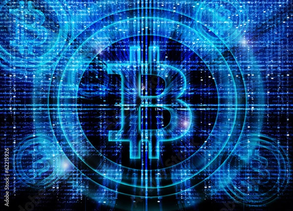Obraz bitcoin symbol digital abstract background