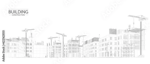 Obraz Building construction plan facades architectural sketch.Vector illustration