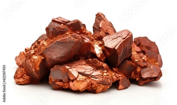 Fototapeta copper ore on white background, copper rock