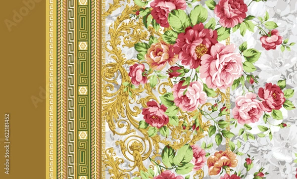 Obraz Textile and digital seamless pattern floral design 