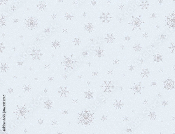 Fototapeta Textile and digital seamless christmas background with snowflakes vector design 