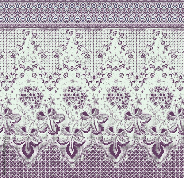 Fototapeta Textile and digital seamless lace pattern vector design 