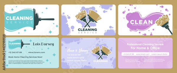 Obraz Business card design set for cleaning service