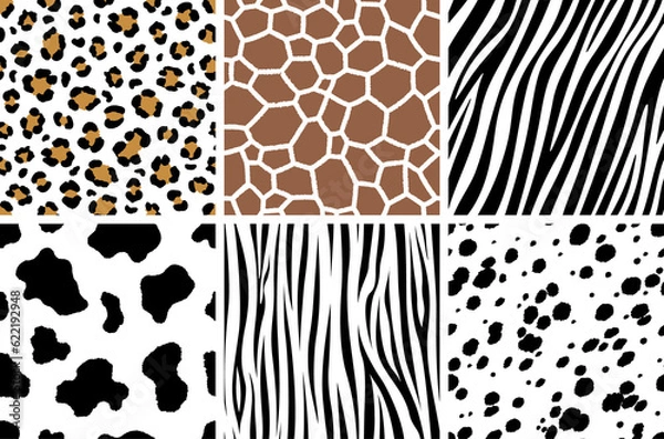 Fototapeta 野生動物のアニマル柄シームレスなパターン　イラストレーター用パターン素材