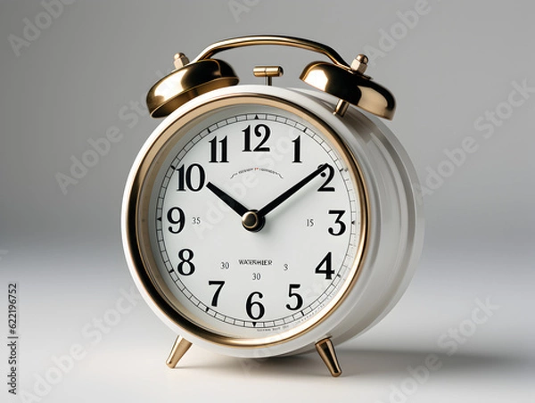 Fototapeta classic alarm clock, white clock Generative AI