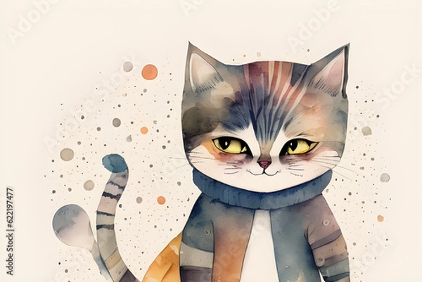 Obraz a peeping cat. Generative AI