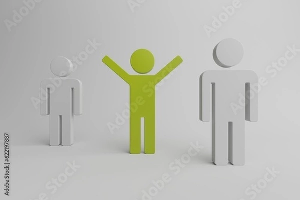 Fototapeta Different person in a crowd. Unique individuality concept