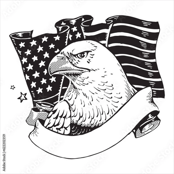 Obraz american eagle black white