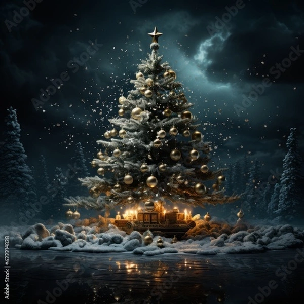 Obraz christmas tree with lights