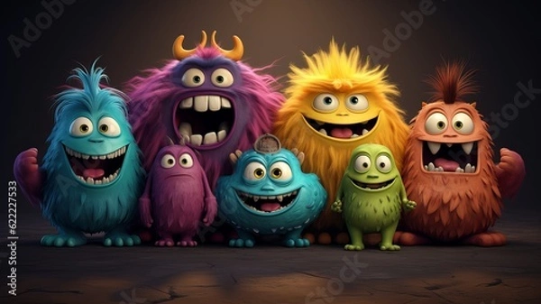 Fototapeta Set of cute monsters for halloween event, spooky but adorable. Generative ai