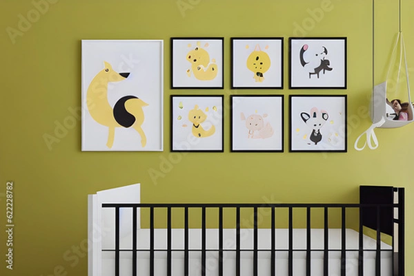 Fototapeta yellow themed nursery. generative ai