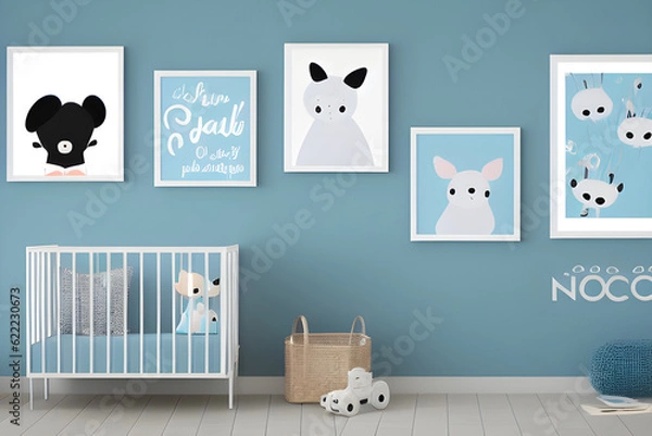 Obraz sky blue nursery. generative ai