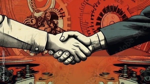 Fototapeta illustration of handshake. generative ai