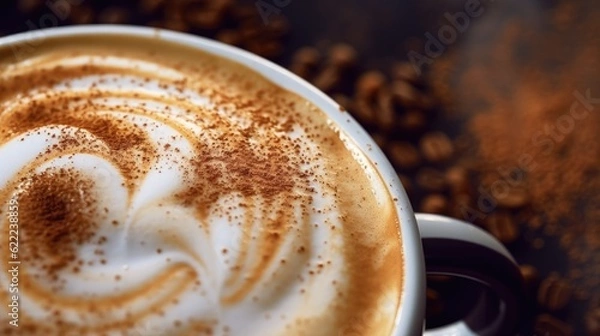 Fototapeta cup of coffee with foam. generative ai