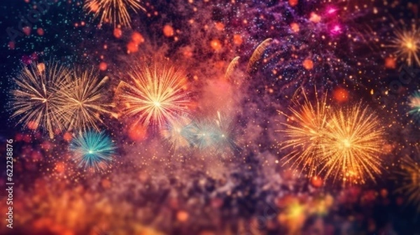 Fototapeta painting of fireworks in the sky. generative ai