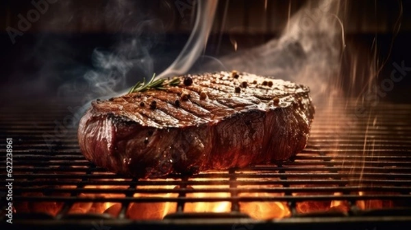 Fototapeta meat on the grill. generative ai