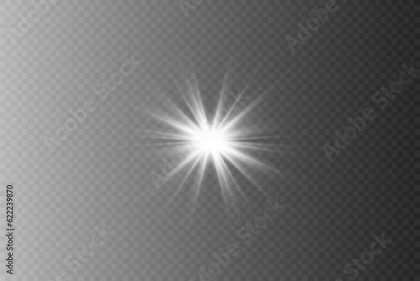 Fototapeta Dazzling flash. Bright Star. Magic dust. Brilliant vector. Bright sun. Glare. shining beam. Rash.