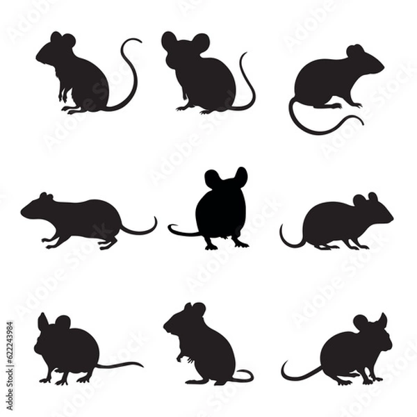 Obraz Silhouette mouse collection - vector illustration