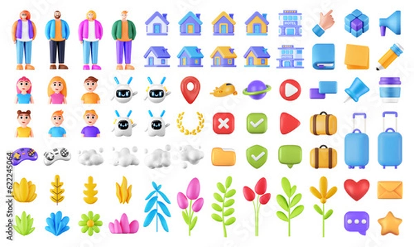 Fototapeta Vector 3d set icons.