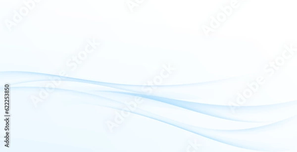 Fototapeta Soft smooth wavy swoosh smoke transparent lines over white background displaying fluid flow of air or water. Modern vector illustration