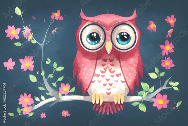 Fototapeta owl on a branch. generative ai