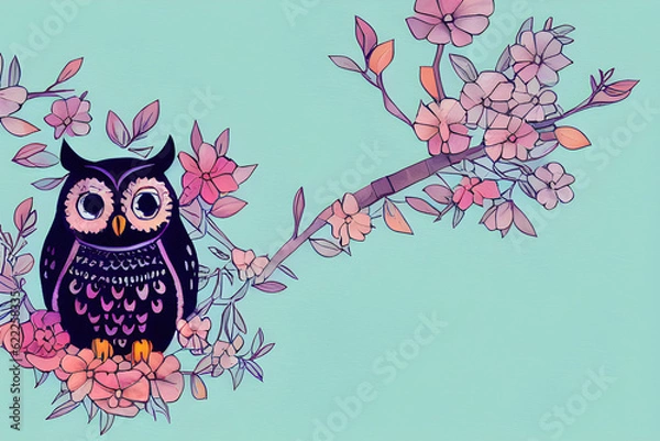 Fototapeta owl on a branch. generative ai