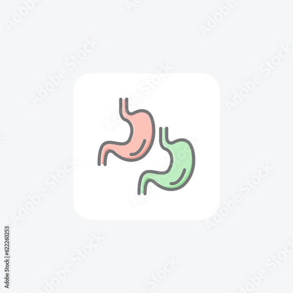 Fototapeta Stomach, Digestive System, Gastrointestinal Vector Awesome Fill Icon