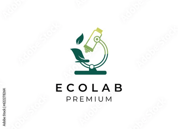 Fototapeta Ecolab microscope logo design vector. Microscope logo design. 